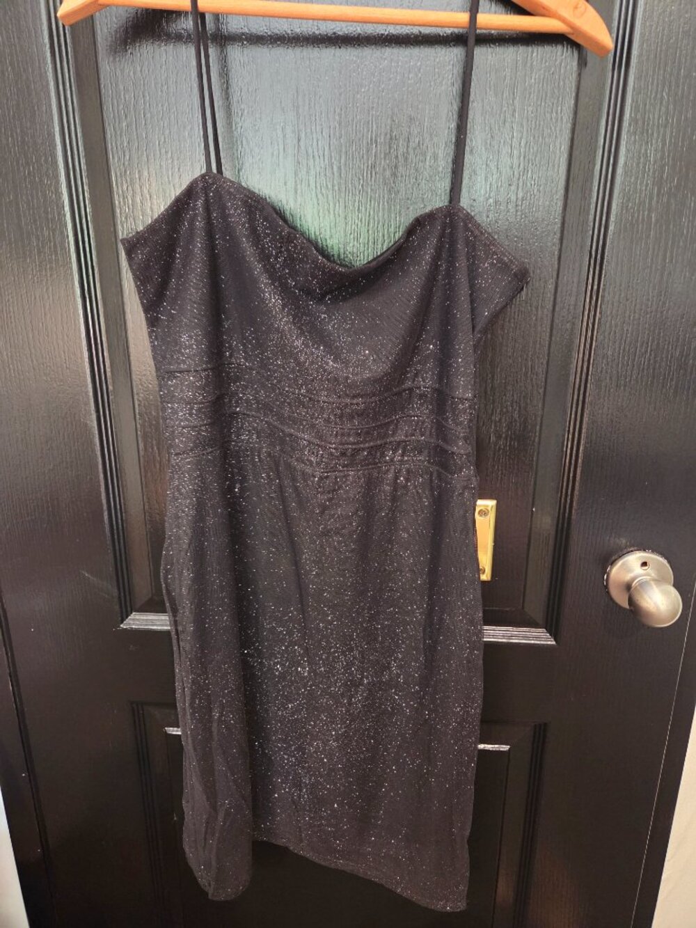 Windsor Black Glitter Spaghetti Strap Dress, Women’s L